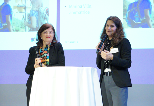 Saluto e apertura del convegno; Dr. Barbara Fontanellaz, direttrice SUFFP (a destra) e Marina Villa, moderatrice del convegno 