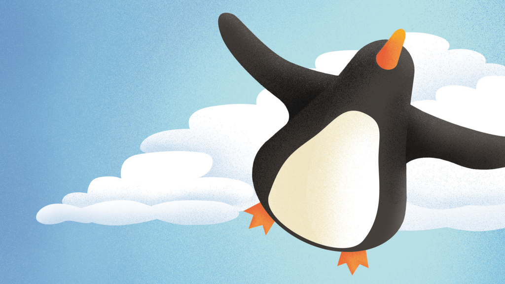 Pinguino in volo